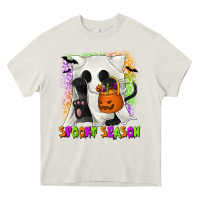 Cream Spooky Season Ghost Cat Heavy Core Tee - texasbilliewilder
