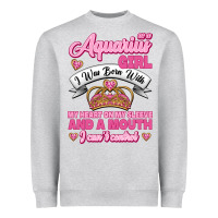 Heather Grey As a Aquarius Girl I was Born with My Heart on my Sleeve and a mouth Heavyweight Sweatshirt - Jasminsmagicworld