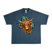 Midnight Navy Texas map long haired shaggy cow Urban Heavy Tee - Jasminsmagicworld