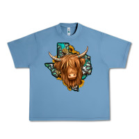Pebble Blue Texas map long haired shaggy cow Urban Heavy Tee - Jasminsmagicworld