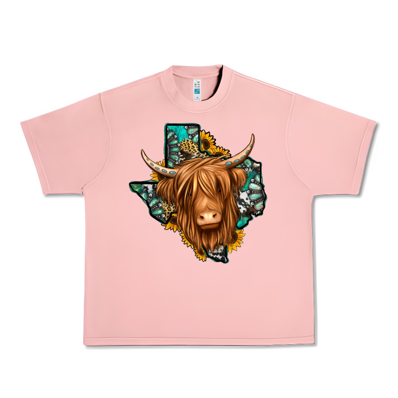 Texas Map Long Haired Shaggy Cow Urban Heavy Tee by Jasminsmagicworld | Teevron
