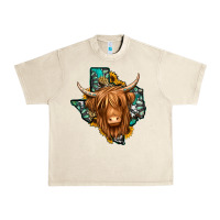 Sandshell Texas map long haired shaggy cow Urban Heavy Tee - Jasminsmagicworld