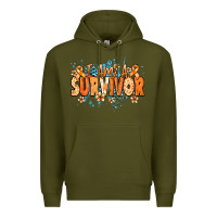 Army Green I am a survivor orange ribbon Kidney Cancer Premium Hoodie - NancyCooperArtShop