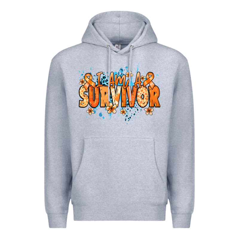 I Am A Survivor Orange Ribbon Kidney Cancer Premium Hoodie by NancyCooperArtShop | Teevron