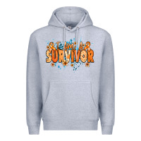 Heather Grey I am a survivor orange ribbon Kidney Cancer Premium Hoodie - NancyCooperArtShop