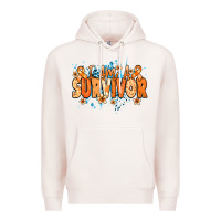 Pale Pink I am a survivor orange ribbon Kidney Cancer Premium Hoodie - NancyCooperArtShop