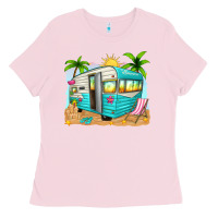 Bubblegum Pink summer caravan Ladies Tee - texasbilliewilder