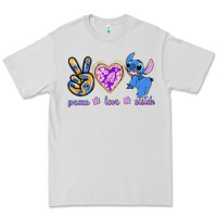 Dove Grey peace love stitch Premium Tee - texasbilliewilder