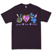 Plum peace love stitch Premium Tee - texasbilliewilder