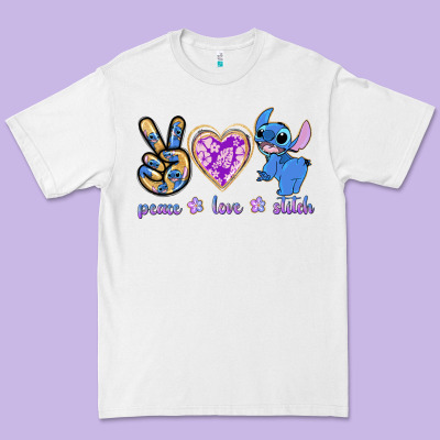 Peace Love Stitch Premium Tee Designed By Texasbilliewilder