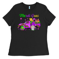 Black mardi gras truck gnome Ladies Tee - JahusDesignShop