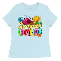 Baby Blue summer camping Ladies Tee - texasbilliewilder