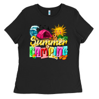 Black summer camping Ladies Tee - texasbilliewilder