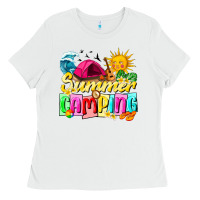 White summer camping Ladies Tee - texasbilliewilder