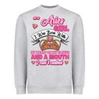 Heather Grey As A Aries Girl I Was Born With My Heart On My Sleeve And A Mouth Heavyweight Sweatshirt - Jasminsmagicworld