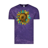 Cloud Purple sunflower with leopard and turquoise Vintage Tee - Artiststas