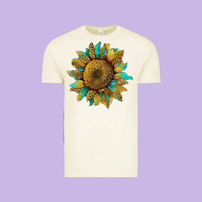 Sunflower With Leopard And Turquoise Vintage Tee Designed By Artiststas