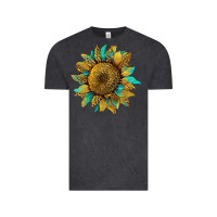 Vintage Black sunflower with leopard and turquoise Vintage Tee - Artiststas
