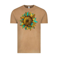 Vintage Camel sunflower with leopard and turquoise Vintage Tee - Artiststas