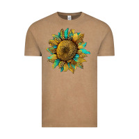 Vintage Coffee sunflower with leopard and turquoise Vintage Tee - Artiststas