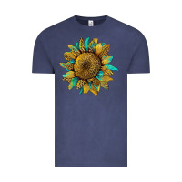 Vintage Denim sunflower with leopard and turquoise Vintage Tee - Artiststas