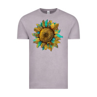 Vintage Zinc sunflower with leopard and turquoise Vintage Tee - Artiststas