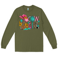 Army Green cow girl western boots Long Sleeve Tee - MaliasSmallBusiness