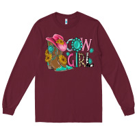 Burgundy cow girl western boots Long Sleeve Tee - MaliasSmallBusiness