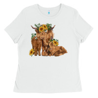 White highland cow family Ladies Tee - RanaPortraitStore