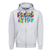 Heather Grey Western Proud Ally Zipper Hoodie - BundleAndBundleShop