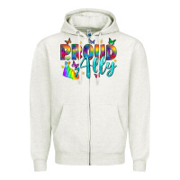 Oatmeal Heather Western Proud Ally Zipper Hoodie - BundleAndBundleShop