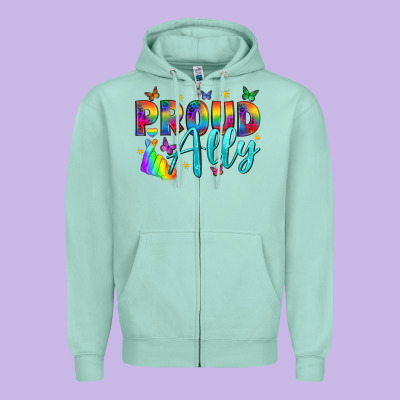 Western Proud Ally Zipper Hoodie Designed By Bundleandbundleshop