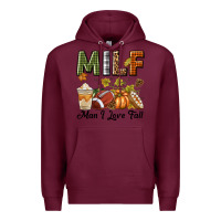Burgundy Milf Man I Love Fall Premium Hoodie - texasbilliewilder