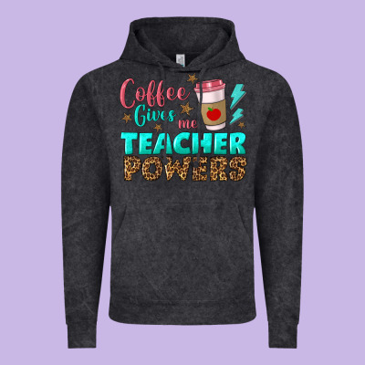 Coffee Gives Me Teacher Powers Vintage Hoodie Designed By Bundleandbundleshop