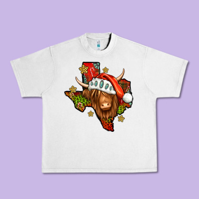 Shaggy Cow Texas Christmas Urban Heavy Tee Designed By Jasminsmagicworld
