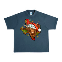 Midnight Navy Shaggy cow Texas Christmas Urban Heavy Tee - Jasminsmagicworld