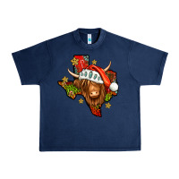 Navy Shaggy cow Texas Christmas Urban Heavy Tee - Jasminsmagicworld