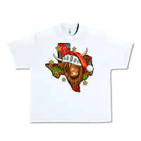 White Shaggy cow Texas Christmas Urban Heavy Tee - Jasminsmagicworld