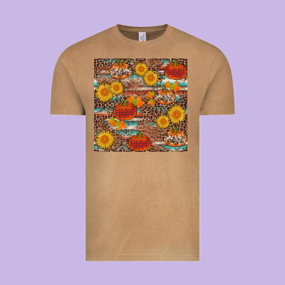 Pumpkin Plaid Sunflower Seamless Min Vintage Tee Designed By Adodesignshop