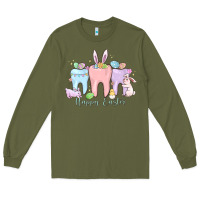 Army Green happy easter teeth Long Sleeve Tee - MaliasSmallBusiness