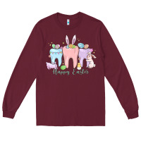 Burgundy happy easter teeth Long Sleeve Tee - MaliasSmallBusiness