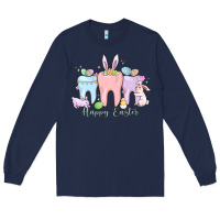 Navy happy easter teeth Long Sleeve Tee - MaliasSmallBusiness