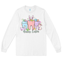 White happy easter teeth Long Sleeve Tee - MaliasSmallBusiness
