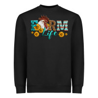 Black Western Farm Life Rooster Head Heavyweight Sweatshirt - LillyAllenDesigns