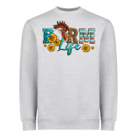 Heather Grey Western Farm Life Rooster Head Heavyweight Sweatshirt - LillyAllenDesigns