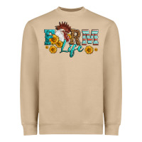 Mushroom Western Farm Life Rooster Head Heavyweight Sweatshirt - LillyAllenDesigns
