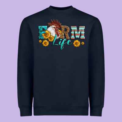 Western Farm Life Rooster Head Heavyweight Sweatshirt Designed By Lillyallendesigns