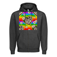 Charcoal Heather Pride LGBTQ+ Cowhide Hearts And Daisy Patterns Zipper Hoodie - BundleAndBundleShop