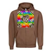 Chestnut Pride LGBTQ+ Cowhide Hearts And Daisy Patterns Zipper Hoodie - BundleAndBundleShop