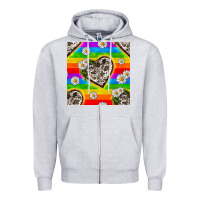 Heather Grey Pride LGBTQ+ Cowhide Hearts And Daisy Patterns Zipper Hoodie - BundleAndBundleShop